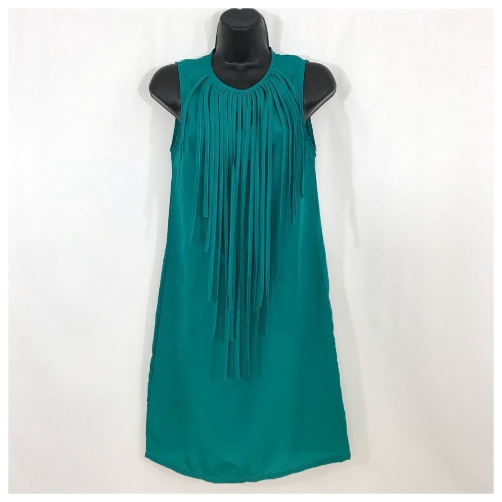 Haoduoyi Green Fringe Mini Dress X-Small